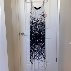 Navy and white maxi dress